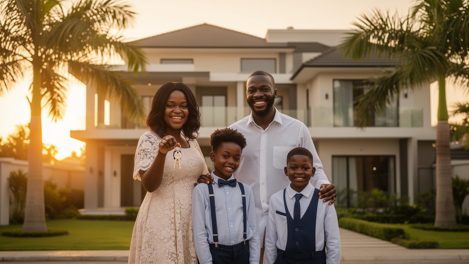A Lagos family receiving the keys to their new home — Zeekaph Concepts Services